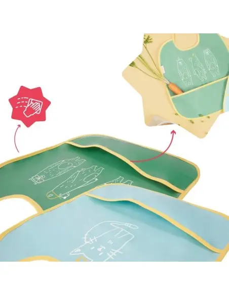 Lot de 2 Bavoirs Bleu/Vert Badabulle
