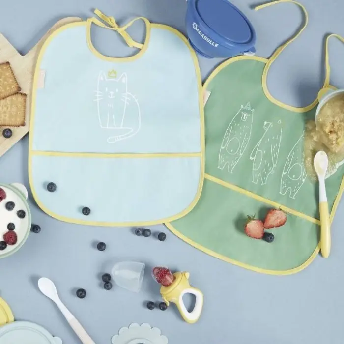Lot de 2 Bavoirs Bleu/Vert Badabulle