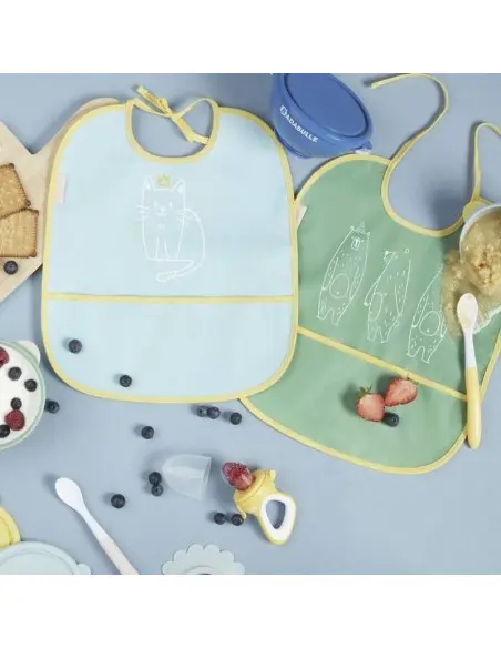 Lot de 2 Bavoirs Bleu/Vert Badabulle