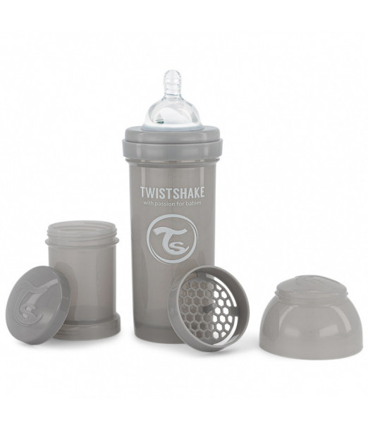 Biberon Anti-Coliques 260ml 2m+ Gris Twistshake 2