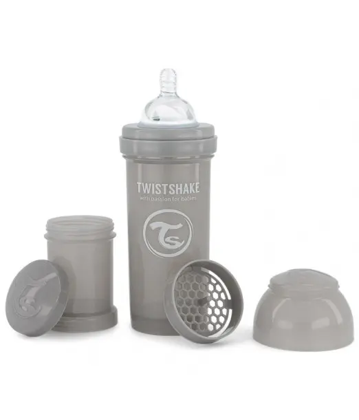 Biberon Anti-Coliques 260ml 2m+ Gris Twistshake 2