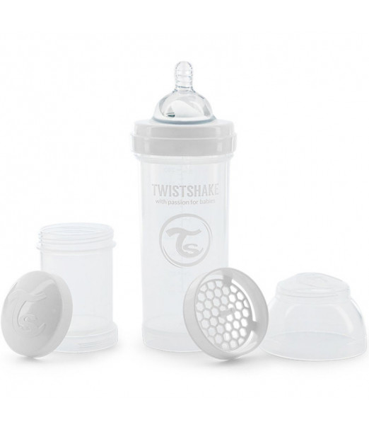 Biberon Anti-Coliques 260ml 2m+ Blanc Twistshake 2