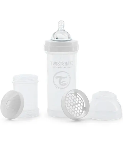 Biberon Anti-Coliques 260ml 2m+ Blanc Twistshake 2