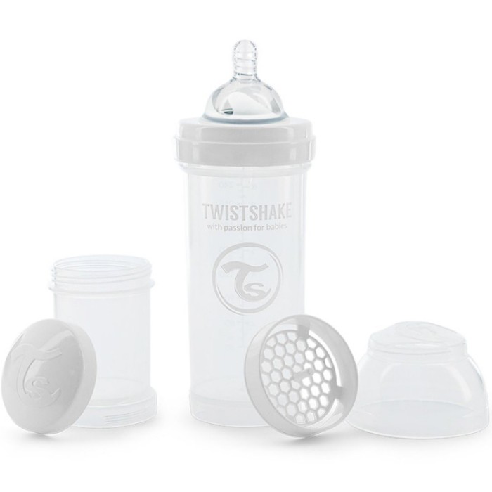 Biberon Anti-Coliques 260ml 2m+ Blanc Twistshake
