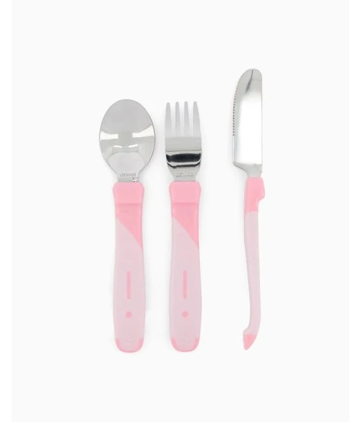 Set of 3 stainless steel cutlery Pink Twistshake