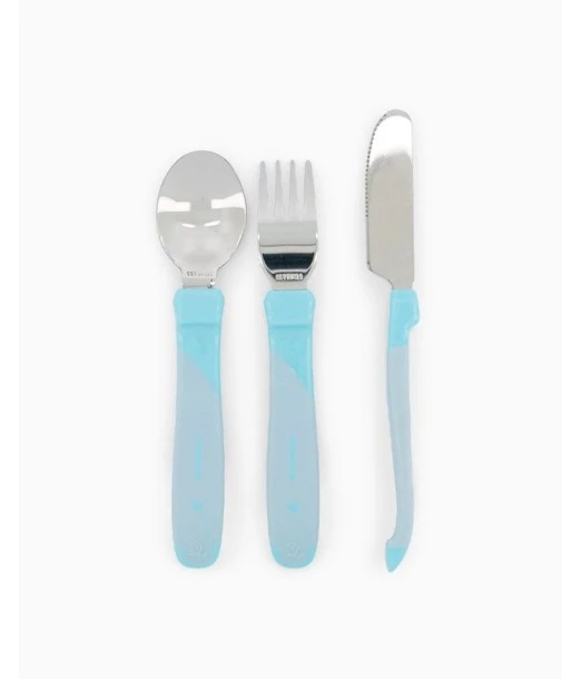 Set of 3 stainless steel cutlery, blue Twistshake