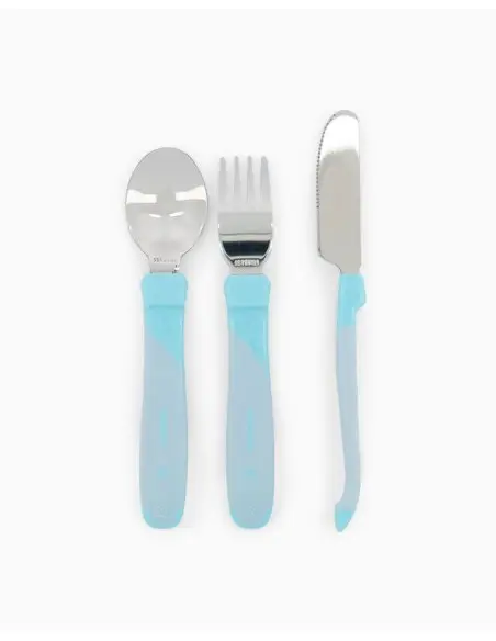 Set of 3 stainless steel cutlery, blue Twistshake