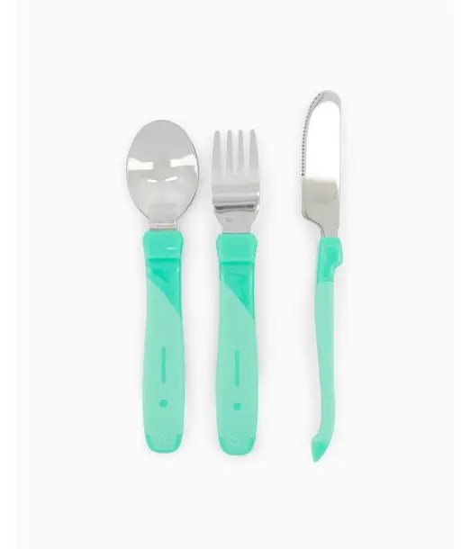 Set 3 Couverts Inox Vert Twistshake