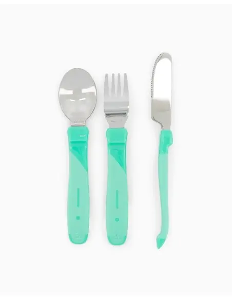 Twistshake set of 3 stainless steel green cutlery