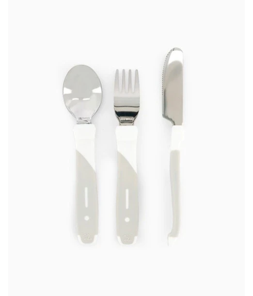 3-piece stainless steel cutlery set Twistshake — white