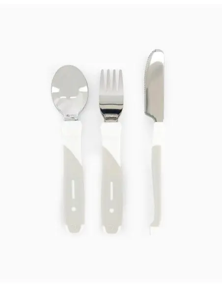 3-piece stainless steel cutlery set Twistshake — white