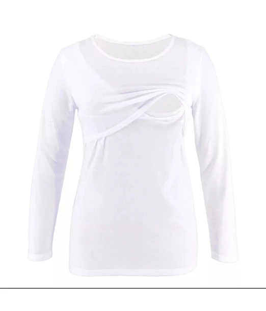 White long-sleeved nursing jumper