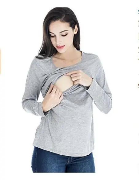 Pull d'allaitement manches longues Gris