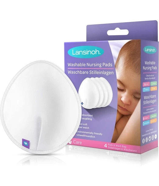 Lansinoh washable breastfeeding pads, pack of 4, white 2