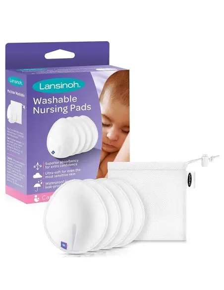 Lansinoh washable breastfeeding pads, pack of 4, white — photo 3