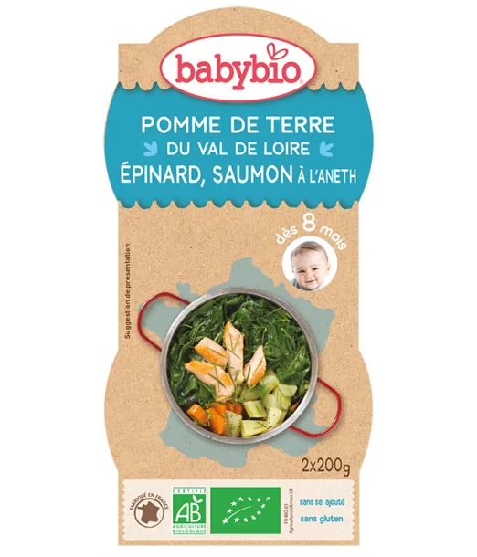 Babybio Pomme de Terre Epinard Saumon 2x220g 8m+ - Babybio Maroc