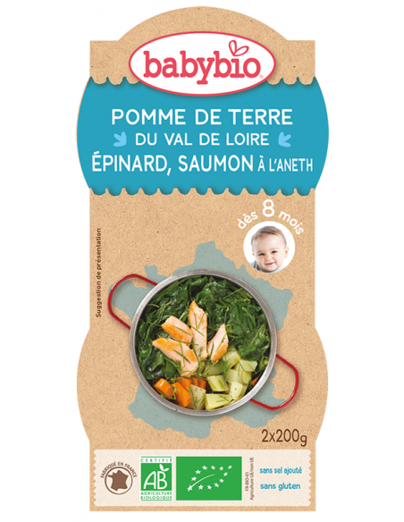 Babybio Pomme de Terre Epinard Saumon 2x220g 8m+ - Babybio Maroc