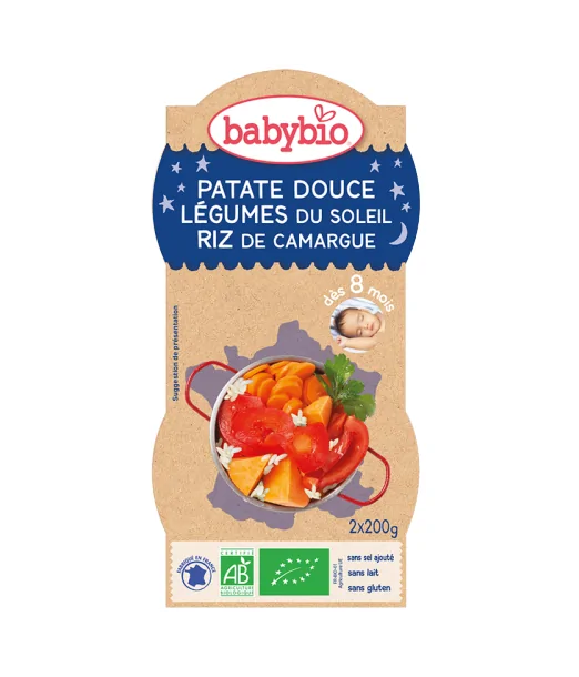Babybio Patate Douce Légumes Riz De Camargue 2x220g 8m+ -