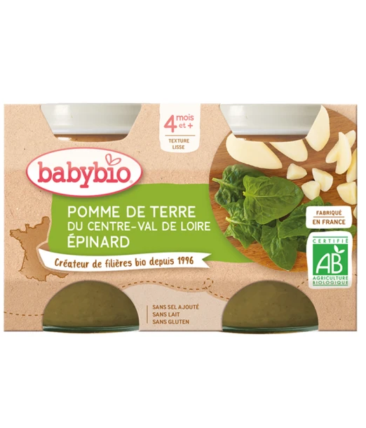 Babybio Centre-Val de Loire potato and spinach 2x130g from 4 months