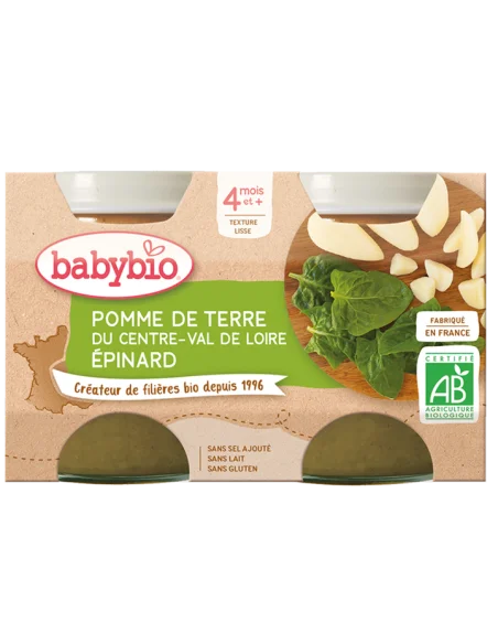 Babybio Centre-Val de Loire potato and spinach 2x130g from 4 months