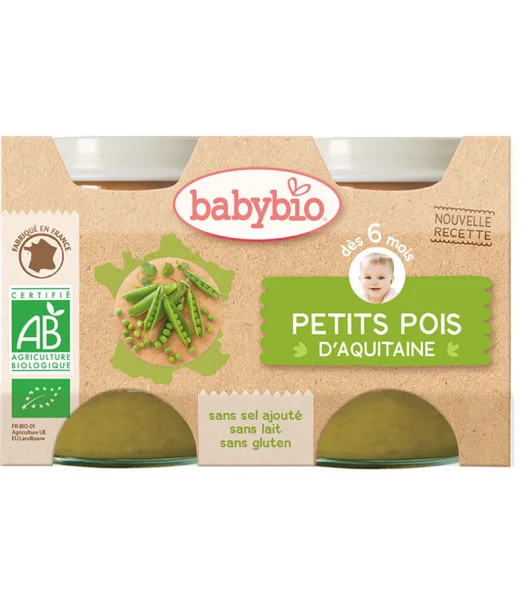 Babybio Petits Pois d’Aquitaine 2x130g 6m+ - Babybio Maroc