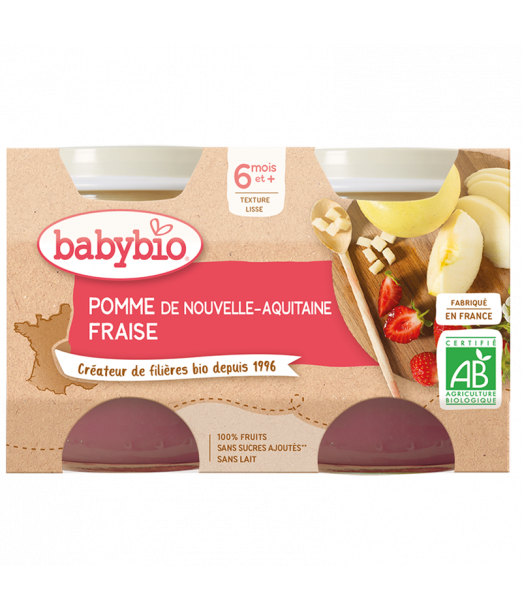 Babybio Petit pot pomme fraise (Dès 6mois) - Babybio Maroc