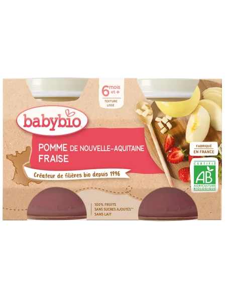 Babybio Petit pot pomme fraise (Dès 6mois) - Babybio Maroc
