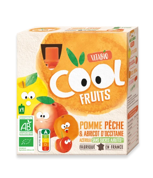 Vitabio Pomme Pêche Abricot Cool Fruits (Dès 6mois) - Maroc