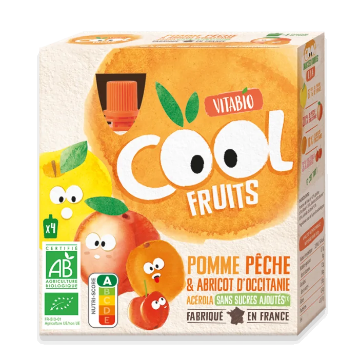 Vitabio Pomme Pêche Abricot Cool Fruits (Dès 6mois) - Maroc
