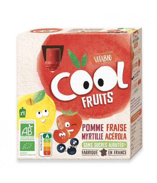 Vitabio Gourdes Pomme Fraise Myrtilles Cool Fruits (Dès 6mois)