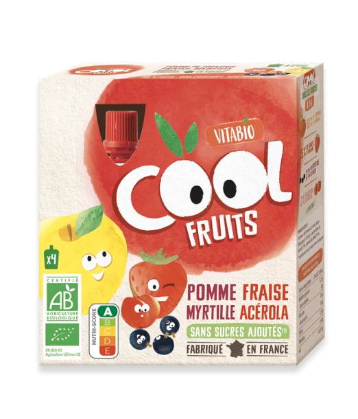 Vitabio Gourdes Pomme Fraise Myrtilles Cool Fruits (Dès 6mois)