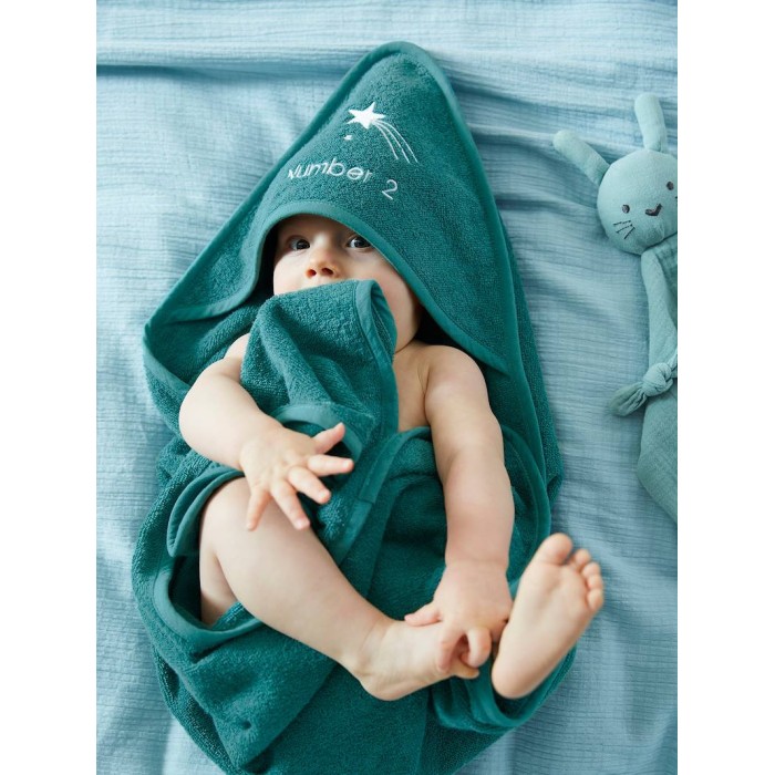 Sortie de bain + gant Oeko-Tex® - Vert Bleuté 80x80cm Sortie de