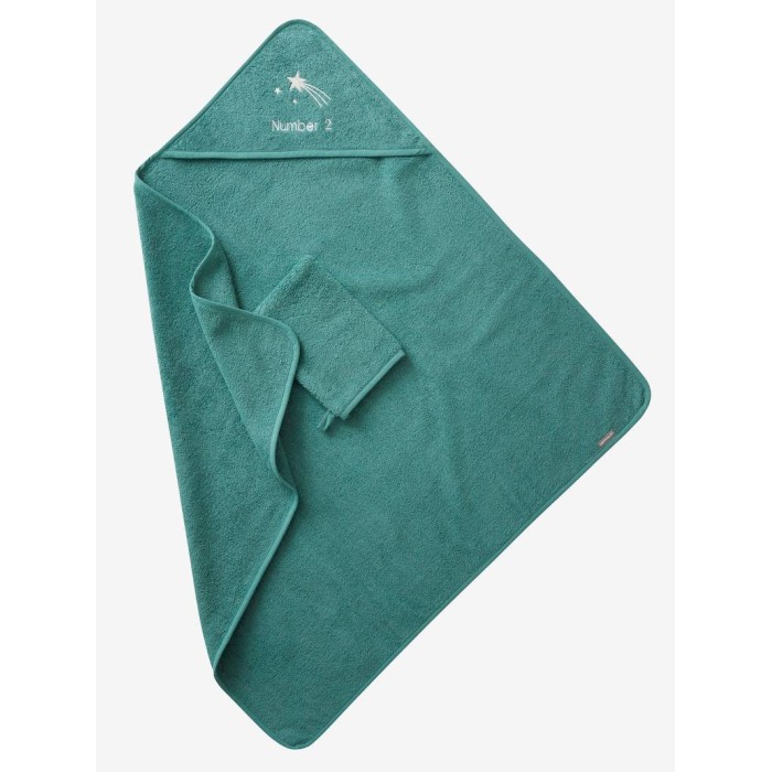 Sortie de bain + gant Oeko-Tex® - Vert Bleuté 80x80cm Sortie de