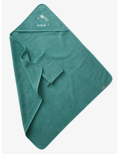 Sortie de bain + gant Oeko-Tex® - Vert Bleuté 80x80cm Sortie de