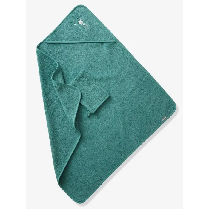 Sortie de bain + gant Oeko-Tex® - Vert Bleuté 80x80cm Sortie de