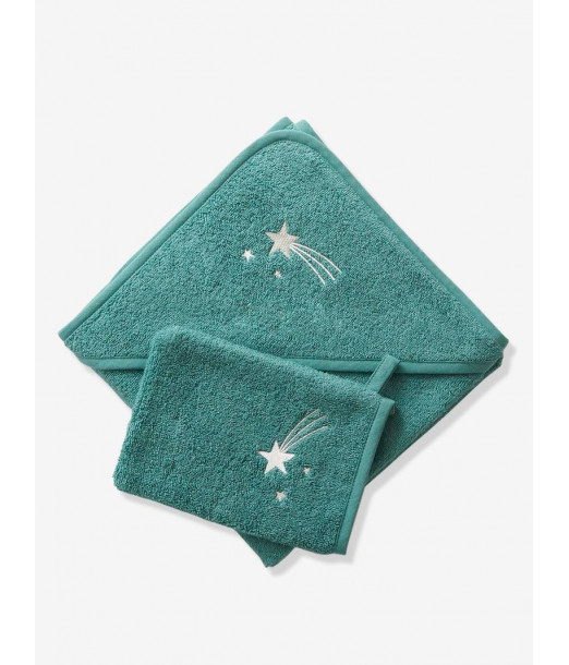 Cape de bain + gant Oeko-Tex® - gris clair 80x80cm au Maroc - Baby And Mom