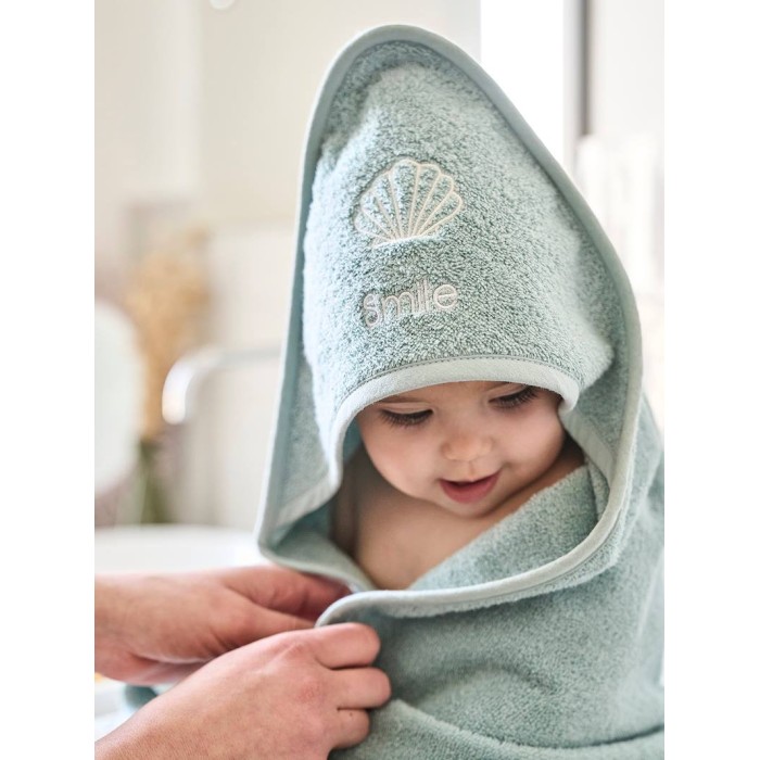 Sortie de bain + gant Oeko-Tex® - Bleu 80x80cm dans Sortie de bain chez Baby And Mom Maroc