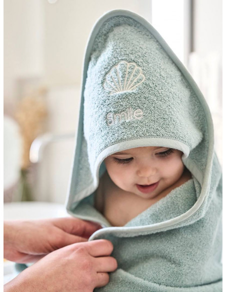 Sortie de bain + gant Oeko-Tex® - Bleu 80x80cm dans Sortie de bain chez Baby And Mom Maroc