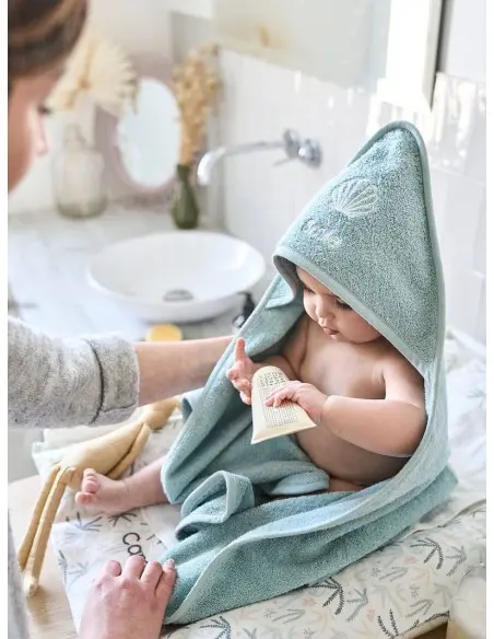 Sortie de bain + gant Oeko-Tex® - Bleu 80x80cm Sortie de bain 