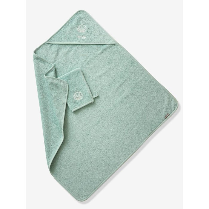 Sortie de bain + gant Oeko-Tex® - Bleu 80x80cm dans Sortie de bain chez Baby And Mom Maroc