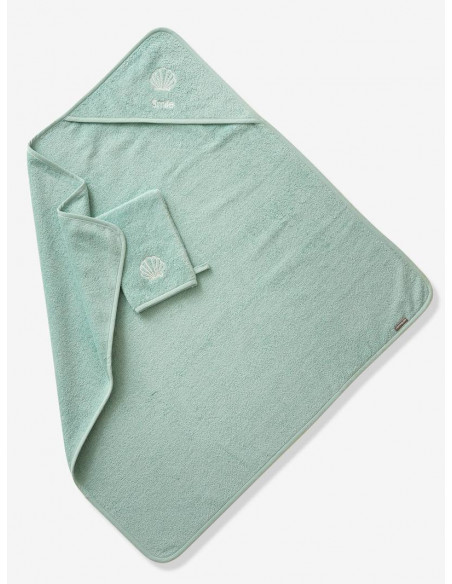Sortie de bain + gant Oeko-Tex® - Bleu 80x80cm dans Sortie de bain chez Baby And Mom Maroc