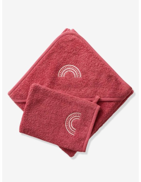 Sortie de bain + gant Oeko-Tex® - Framboise 80x80cm dans Univers Bébé chez Baby And Mom Maroc