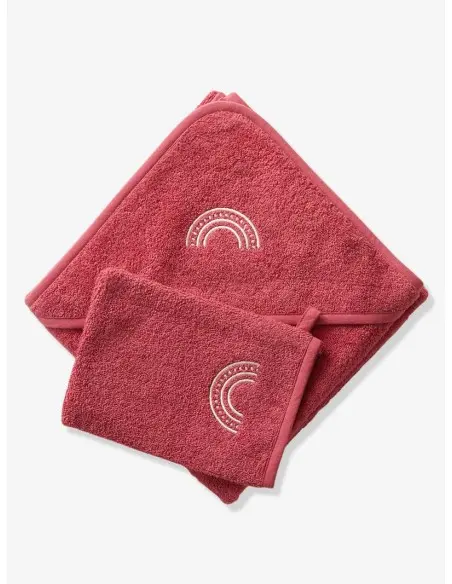Sortie de bain + gant Oeko-Tex® - Framboise 80x80cm Univers