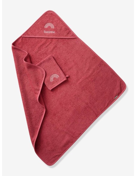 Sortie de bain + gant Oeko-Tex® - Framboise 80x80cm dans Univers Bébé chez Baby And Mom Maroc