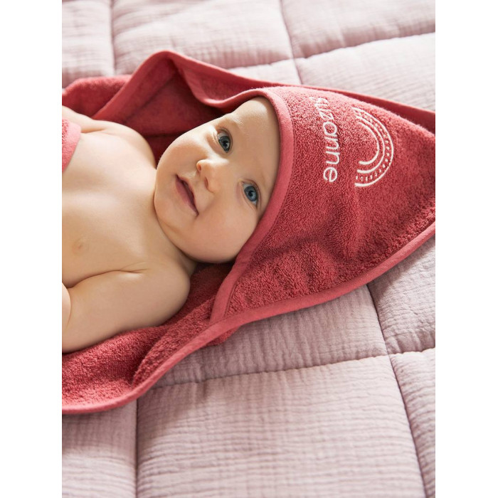 Sortie de bain + gant Oeko-Tex® - Framboise 80x80cm Univers