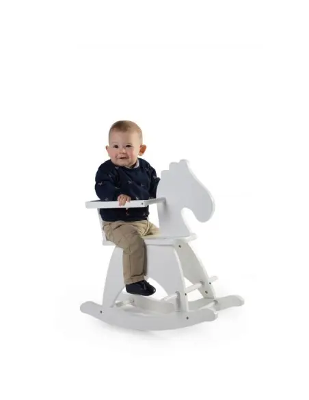 Cheval A Bascule + Barre Blanc ChildHome - ChildHome Maroc