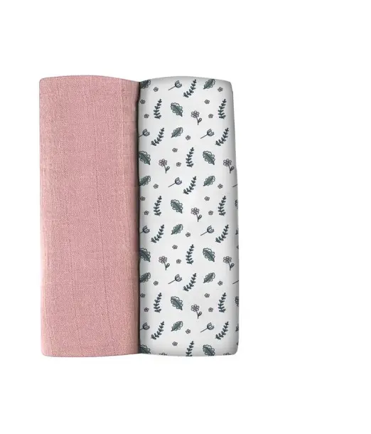 Lot De 2 Langes XXL En Coton - Bridal Pink / Flowery