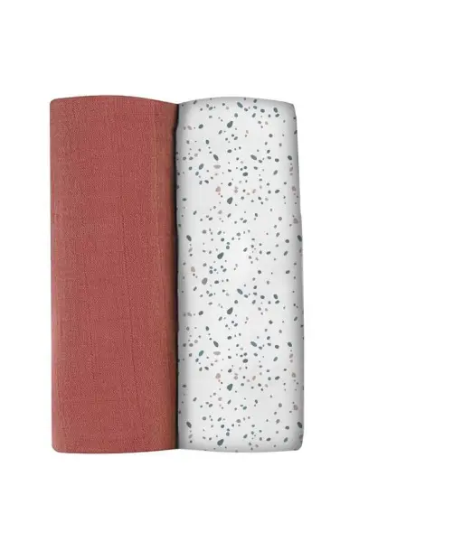 Lot De 2 Langes XXL En coton - Hot sauce / Terrazzo Béaba