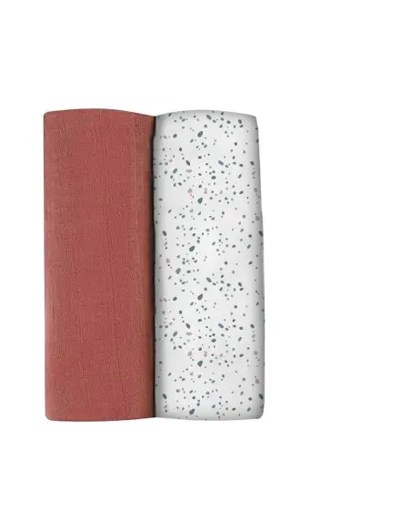 Lot De 2 Langes XXL En coton - Hot sauce / Terrazzo Béaba