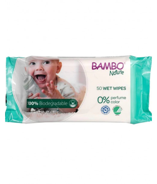 50 Lingettes Bébé sans parfum Bambo Nature au Maroc - Baby And Mom